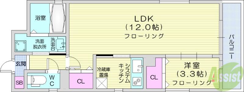 銀杏ハイツ立町(1LDK/4階)の間取り写真