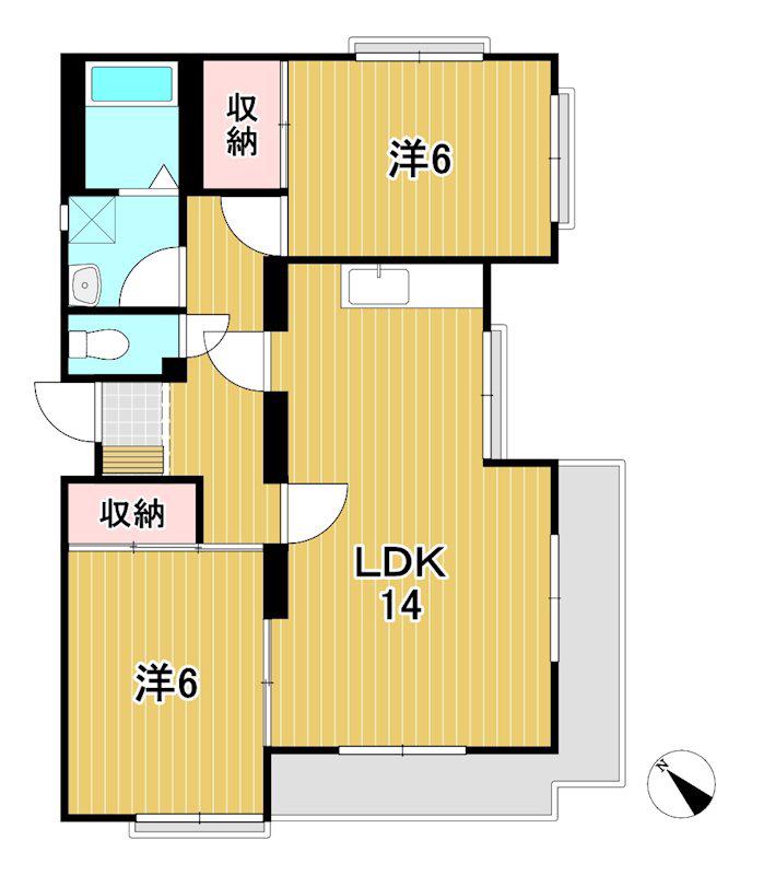 ラ・プリマヴェーラ B(2LDK/3階)の間取り写真