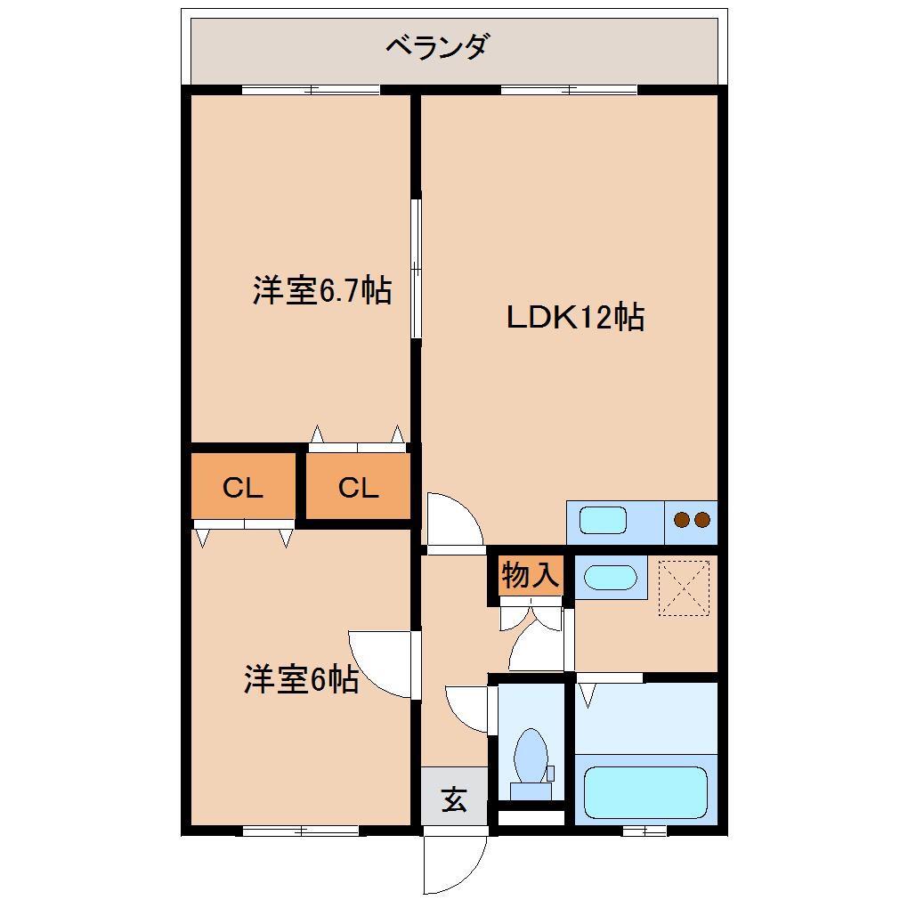 サクシード(2LDK/1階)の間取り写真