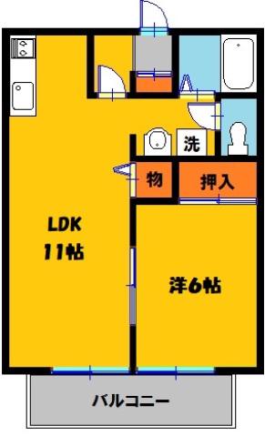 カーサ・ピエデルモンテ(1LDK/2階)の間取り写真