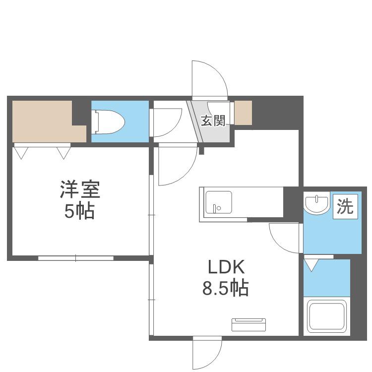 アーバンスクエア発寒(1LDK/1階)の間取り写真