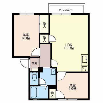クレアトール菊水 C棟(2LDK/2階)の間取り写真