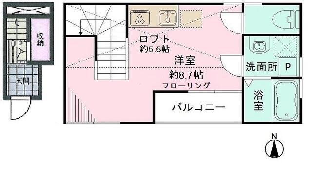 リレイミ(ワンルーム/2階)の間取り写真