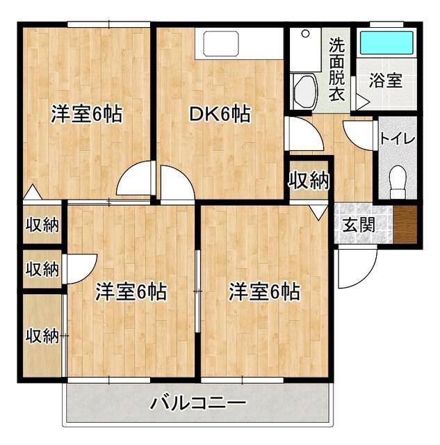 ベルメゾン瓜生I(2LDK/2階)の間取り写真