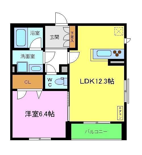 エンターテイン堺市(1LDK/1階)の間取り写真