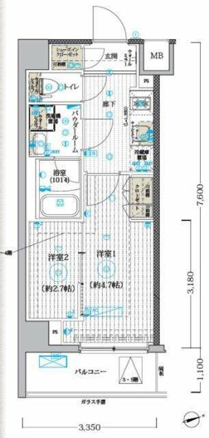 MAXIV CROSお花茶屋(2K/5階)の間取り写真