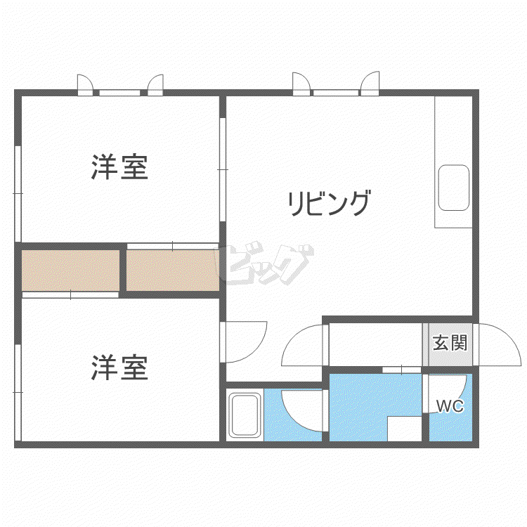 ミカワハイツ3(2LDK/2階)の間取り写真