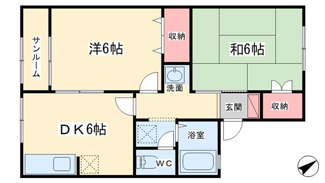 ジュピタル下田(2DK/2階)の間取り写真