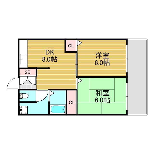 第2あかつきマンション(2DK/5階)の間取り写真