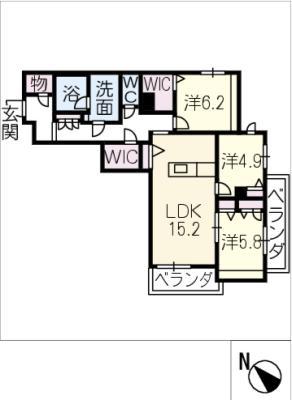 エスクレール(3LDK/4階)の間取り写真
