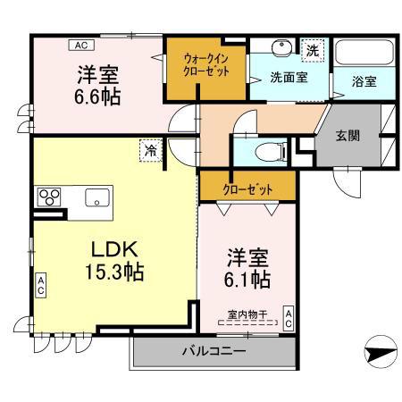 アーネスト安宅(2LDK/1階)の間取り写真