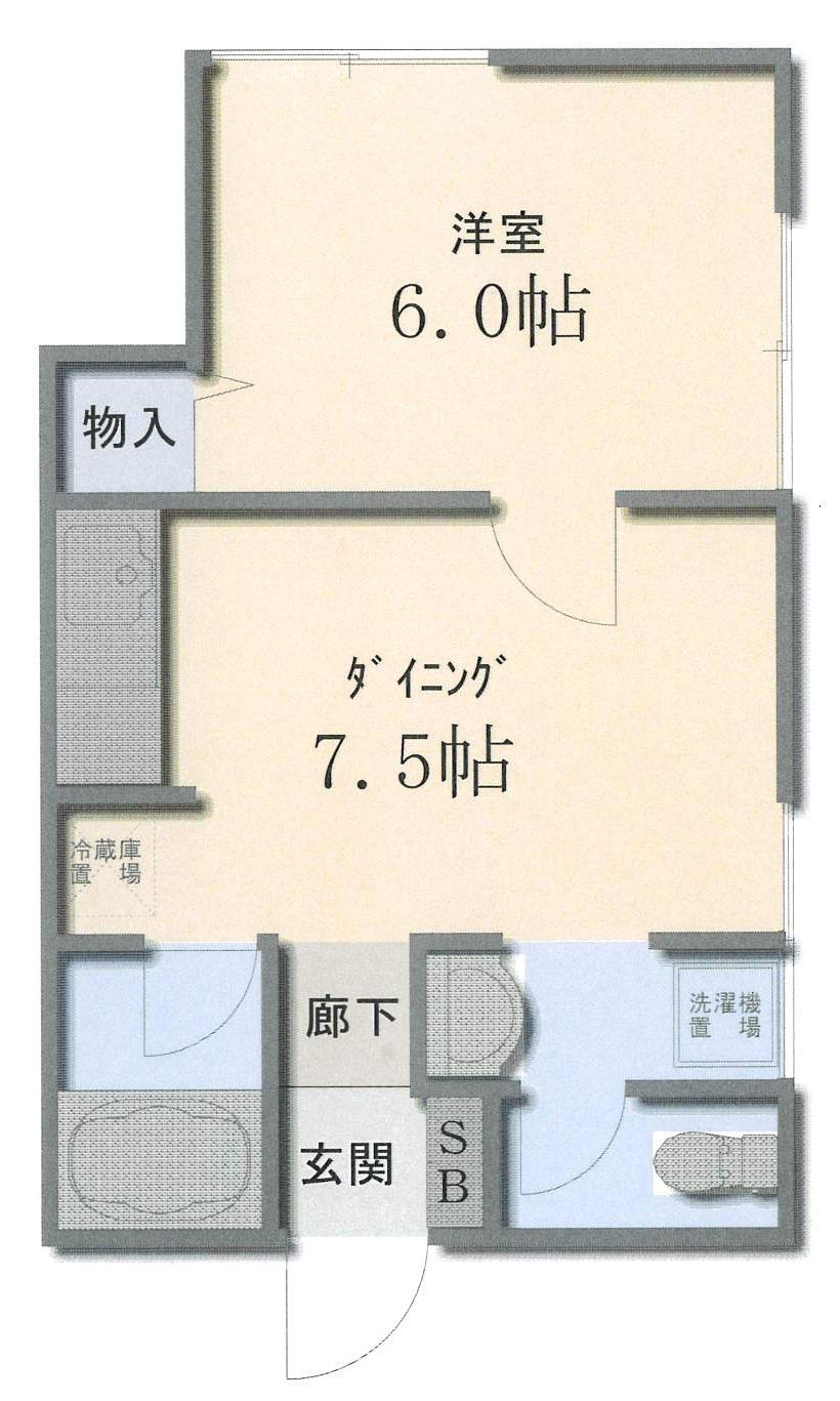 ロワール(1DK/2階)の間取り写真