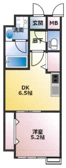 LAMPAS東古松(1DK/4階)の間取り写真