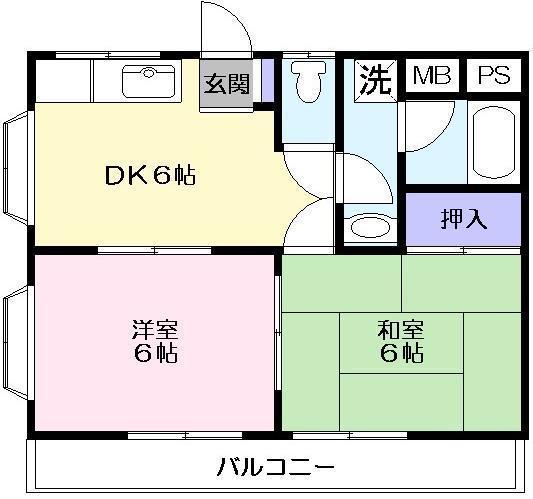 ファミール喜沢(2DK/1階)の間取り写真