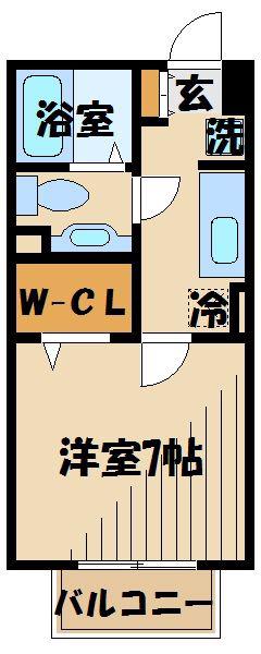 B-クレセント(1K/1階)の間取り写真