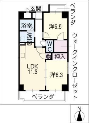 メゾン浄心(2LDK/3階)の間取り写真