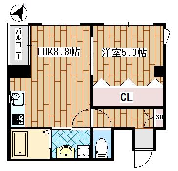 K&W BLDG(1LDK/2階)の間取り写真