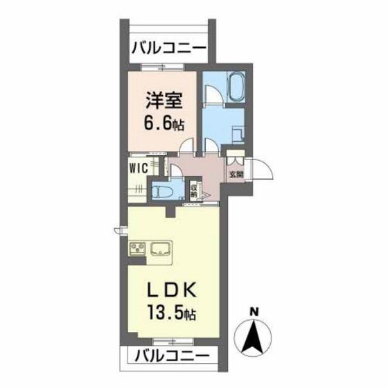 ポーラスターNH(1LDK/2階)の間取り写真