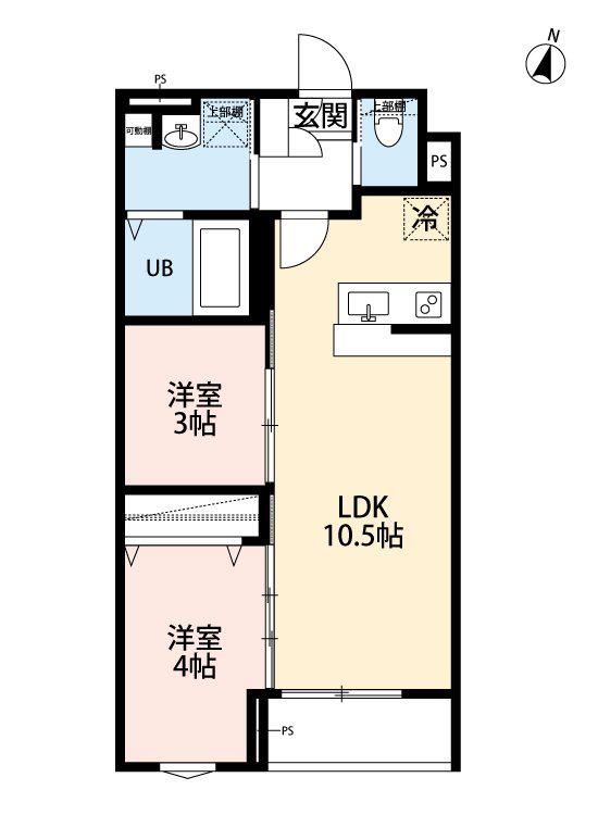 ROBOT HOME 新田(2LDK/1階)の間取り写真