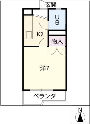 ワキタハイツ南館(1K/3階)の間取り写真