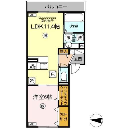 グランフォレスト大江(1LDK/1階)の間取り写真