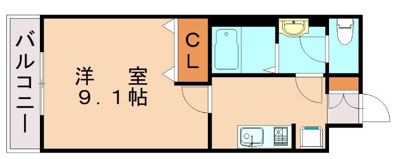 グリーンヒルズ(1K/2階)の間取り写真