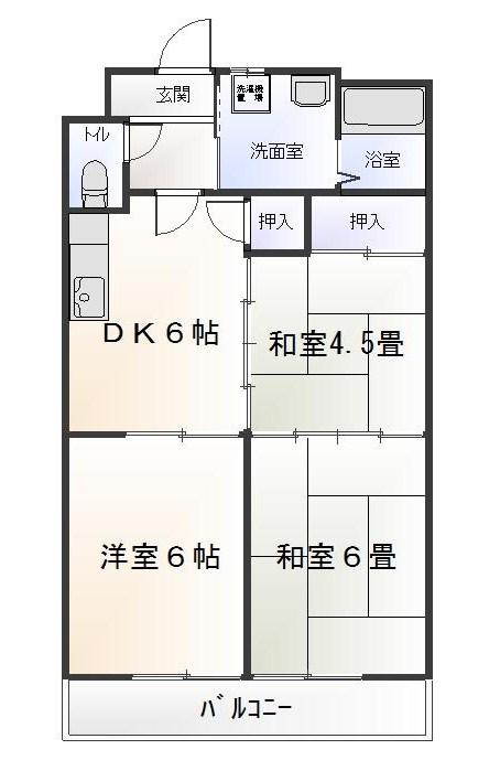 ニューライフ野々山(3DK/1階)の間取り写真