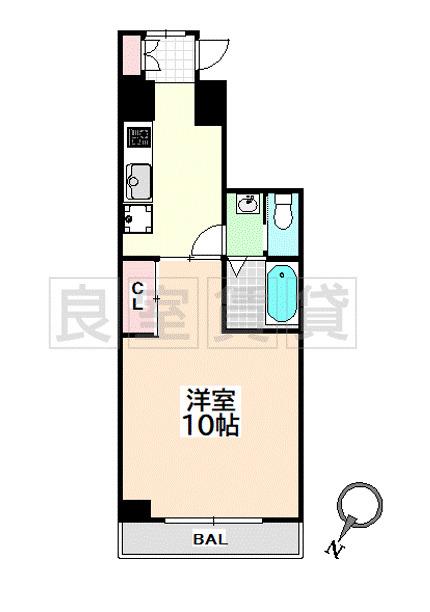 コンフォート山花(1K/3階)の間取り写真