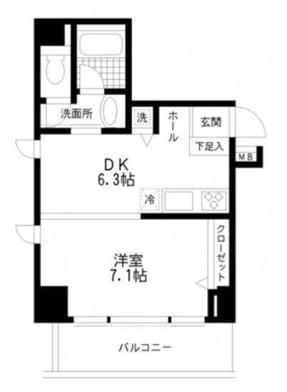 フルグラール池袋(1DK/1階)の間取り写真