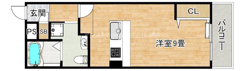 TKアンバーコート宿院(ワンルーム/2階)の間取り写真