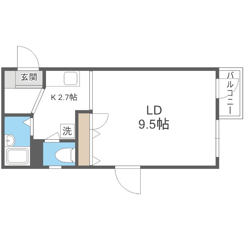 ヴァンヴェール南4条(1K/1階)の間取り写真
