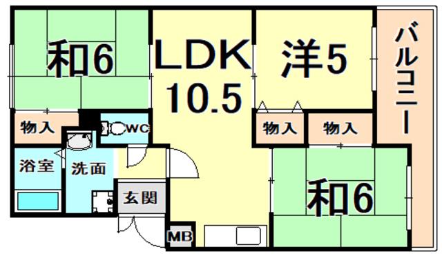 サニ-ハイツ高台C棟(3LDK/3階)の間取り写真