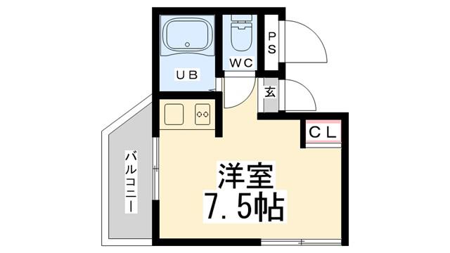 吉永ビル多田駅前I(ワンルーム/4階)の間取り写真