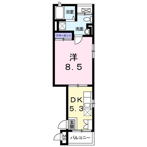 ヴィアラッテア白金(1DK/1階)の間取り写真