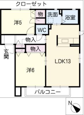 フォーマルハウトA棟(2LDK/2階)の間取り写真