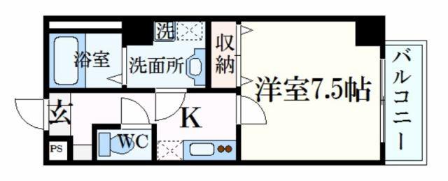レジデンスM姫路(1K/8階)の間取り写真