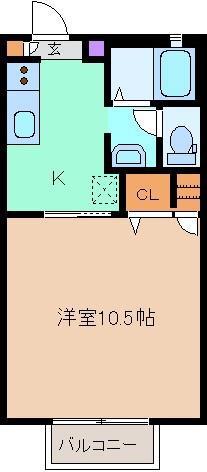 セゾンフローラ G棟(1K/2階)の間取り写真
