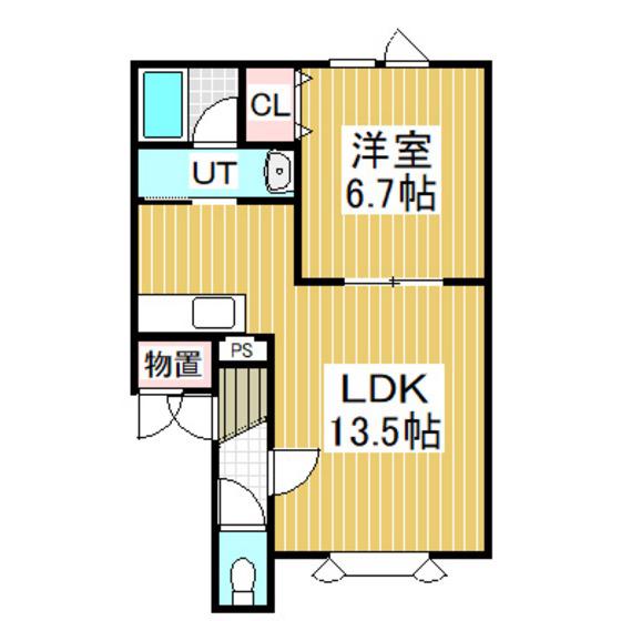 レインボーハウスKU(1LDK/1階)の間取り写真