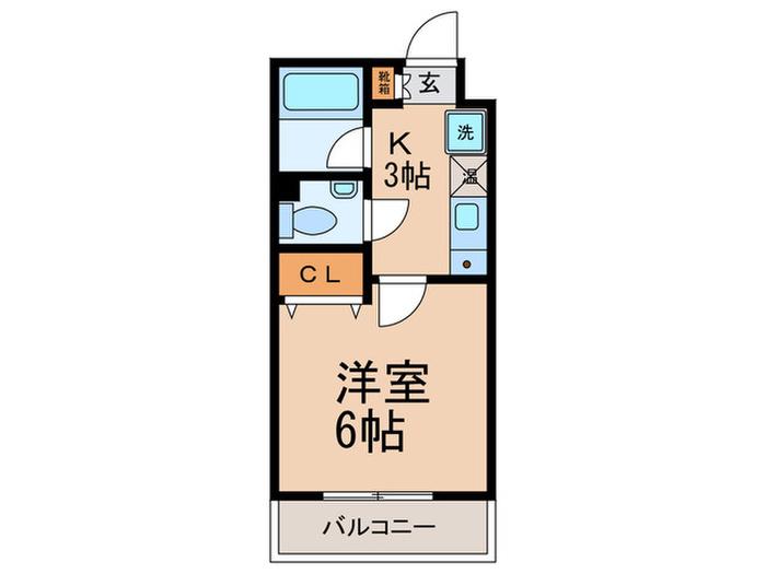 オークJI(1K/3階)の間取り写真