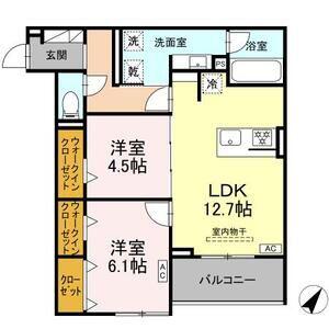 D-SOLIS一社(2LDK/2階)の間取り写真