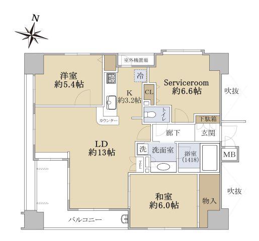 ライフピア川越菅原町(2SLDK/2階)の間取り写真