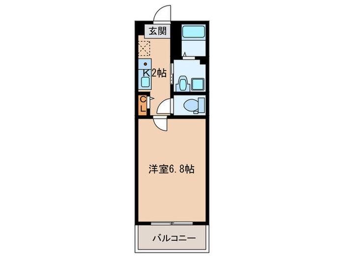 スリム藤崎II(1K/2階)の間取り写真