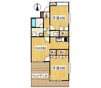 メゾンドソレイユ21-I(2DK/1階)の間取り写真
