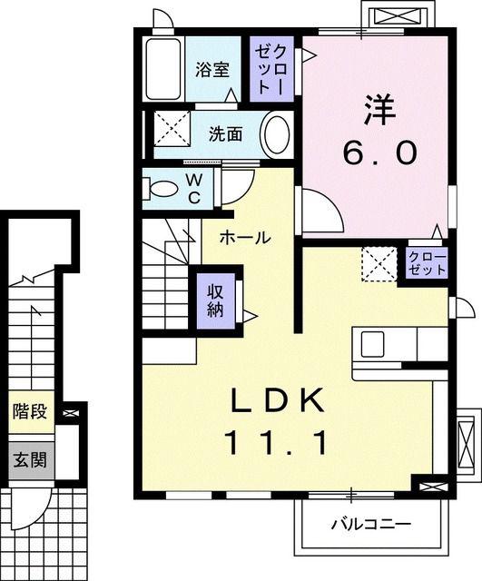 コモド・ボスコ(1LDK/2階)の間取り写真