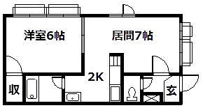 グランドール永山2号館(1DK/2階)の間取り写真