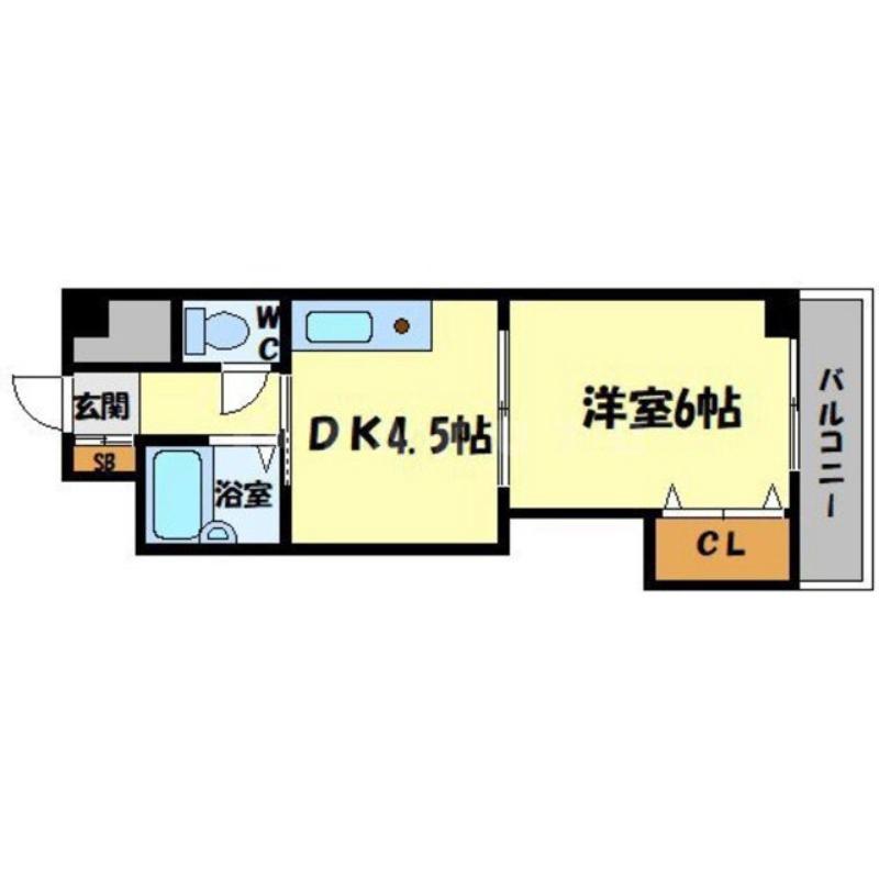 ノルデンハイム天神橋(1DK/7階)の間取り写真
