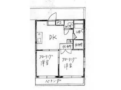 グランベリーハイツ(2DK/1階)の間取り写真