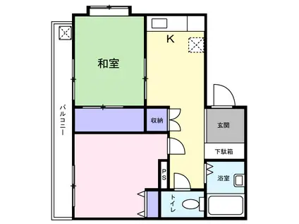大倉山リバーサイドマンション(1K/3階)の間取り写真