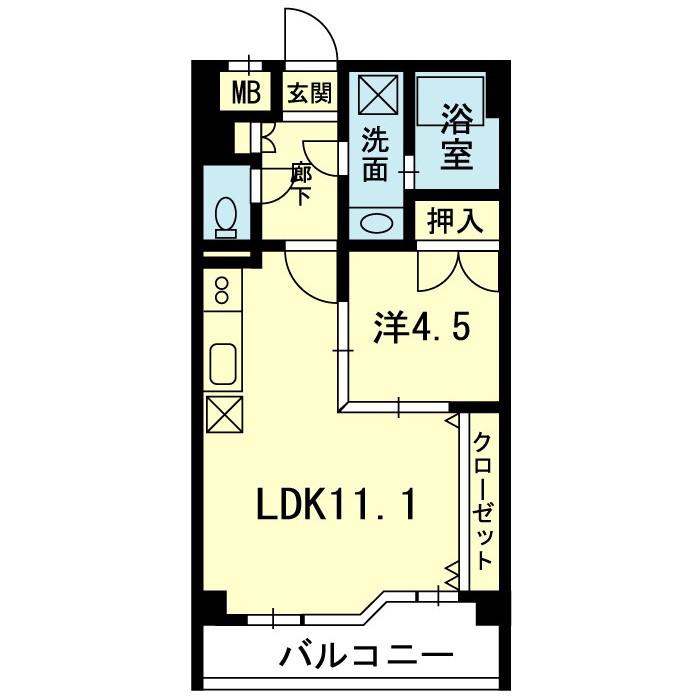フラワーマンション城西(1LDK/3階)の間取り写真