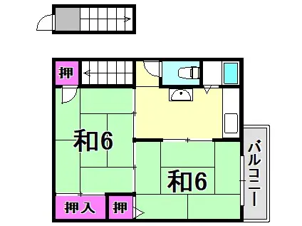 塚口グリーンハイツ3号館(2K/2階)の間取り写真